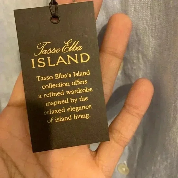 Mens Tasso Elba Linen Woven Button Down Shirt Long Sleeve Size 3XL NWT - B5 - Picture 9 of 9